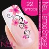 Nail Tattoo Sticker Blossom / Ornament &#8211; pink / black