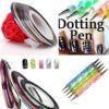 350buy 5 X 2 Way Marbleizing Dotting Pen Set for Nail Art Manicure Pedicure+10 Color Rolls Nail Art Decoration Striping Tape