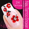 Nail Art Tattoo Sticker Hibiscus / Flower / Blossom &#8211; red