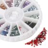 1800pcs 12 Color 1.5mm Nail Art Nailart Manicure Glitter Rhinestones Tips Round Shape Decoration + Wheel